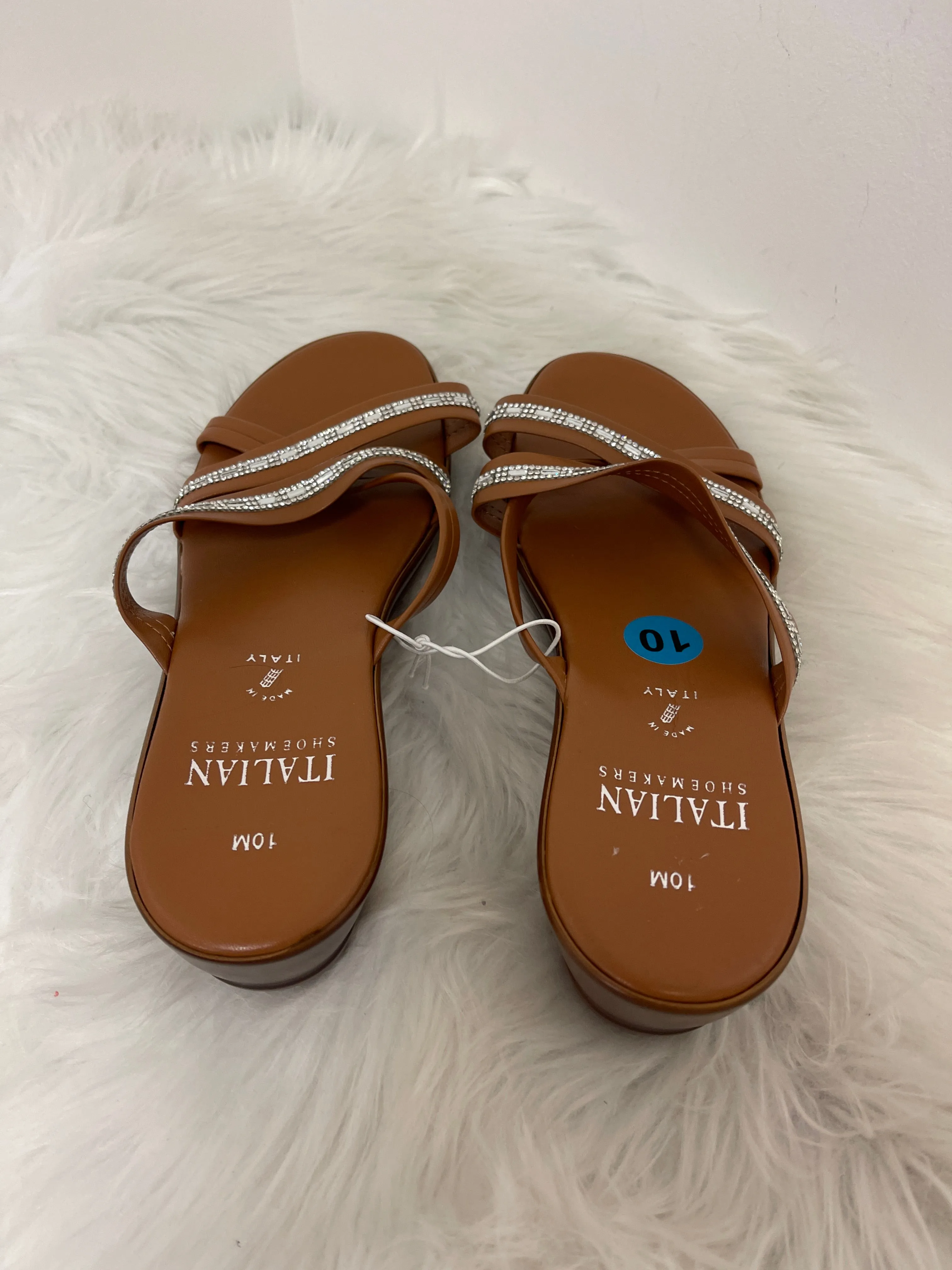 Sandals Heels Wedge By Italian Shoemakers In Brown, Size: 10