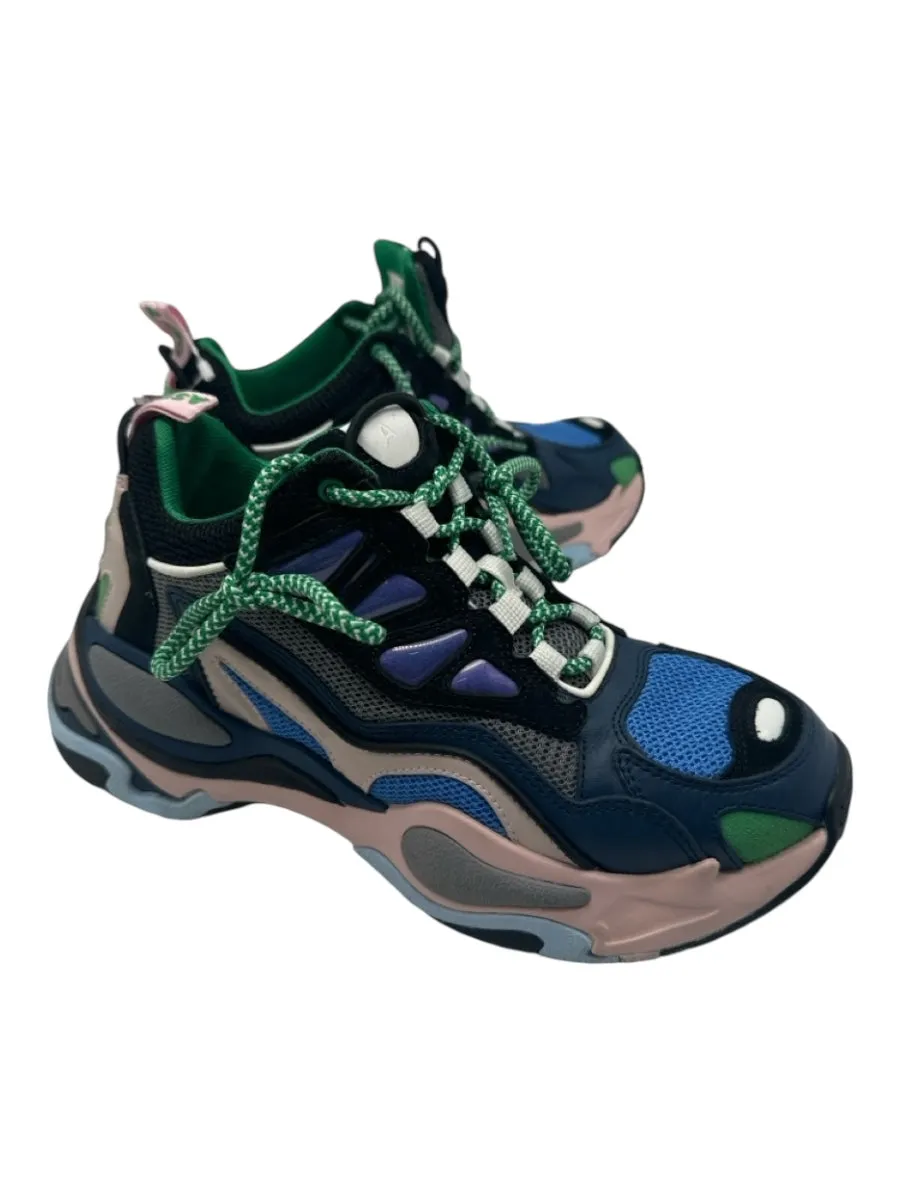 Sandro Shoe Size 37.5 Pink, Blue, Green Textile Lace Up Chunky Low Top Sneakers