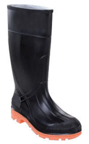 Servus By Honeywell Size 11 PRM Black 15" PVC Knee Boots With Self-Cleaning Orange Outsole, Steel Toe And Removable Insole