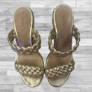 Shoes Heels Wedge By Cmc In Gold, Size: 9.5