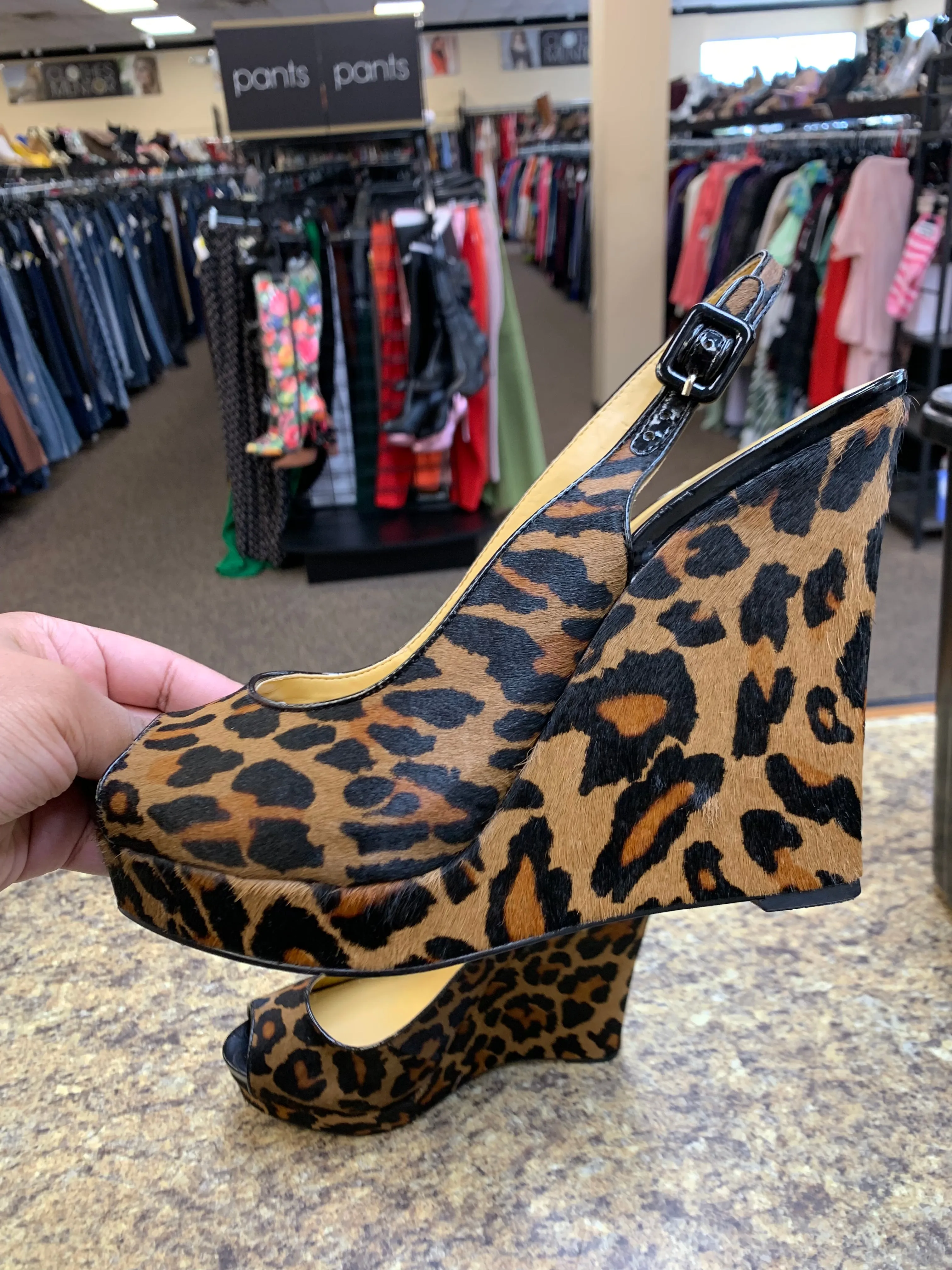 Shoes Heels Wedge By Nine West In Animal Print, Size: 10.5