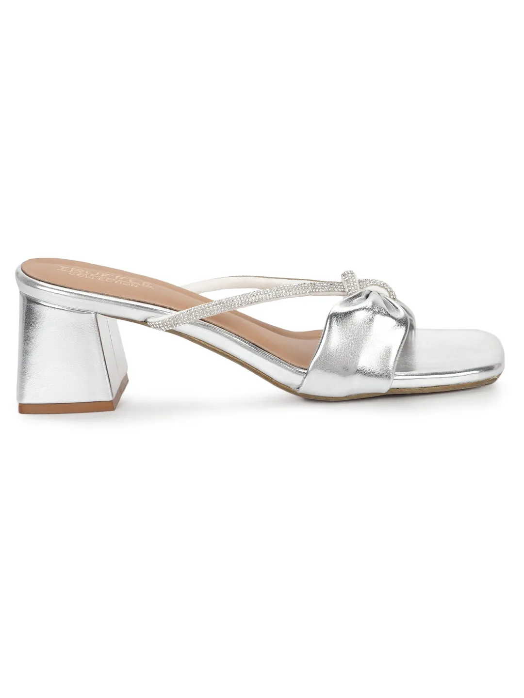 Silver PU Diamante Block Heel Mules (TC-ST-1334-SIL)
