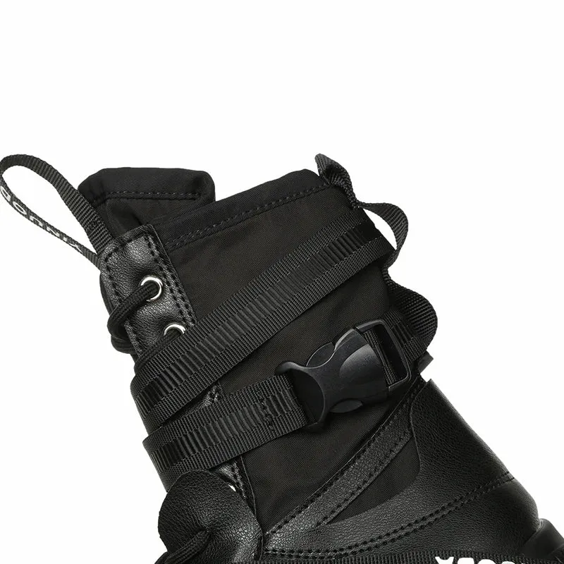 Sohiwoo Black White Chunky Platform Ankle Boots for Women  Autumn Thick Bottom Motorcycle Shoes Lace Up Punk Botas De Mujer
