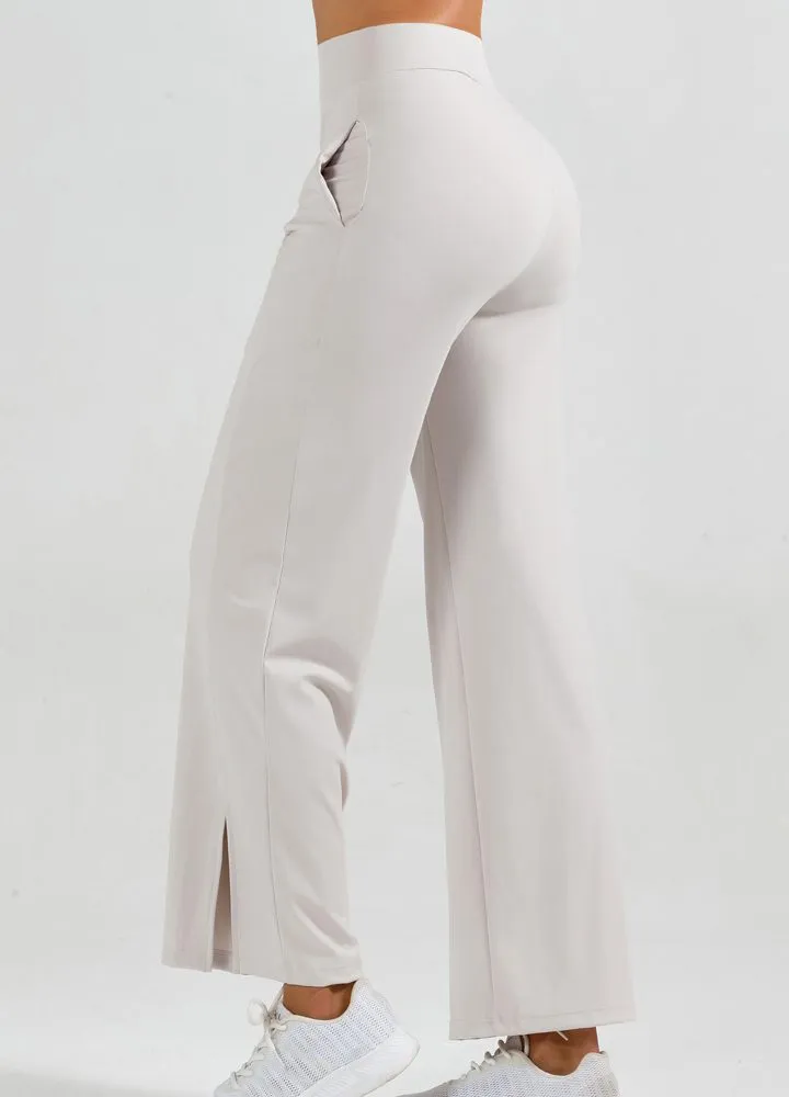 Split Hem Wide Leg Pants - Black