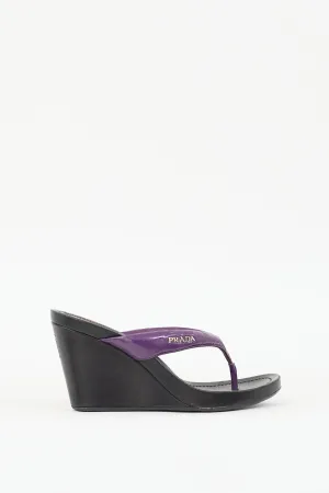 Sport Purple & Black Patent Wedge Sandal