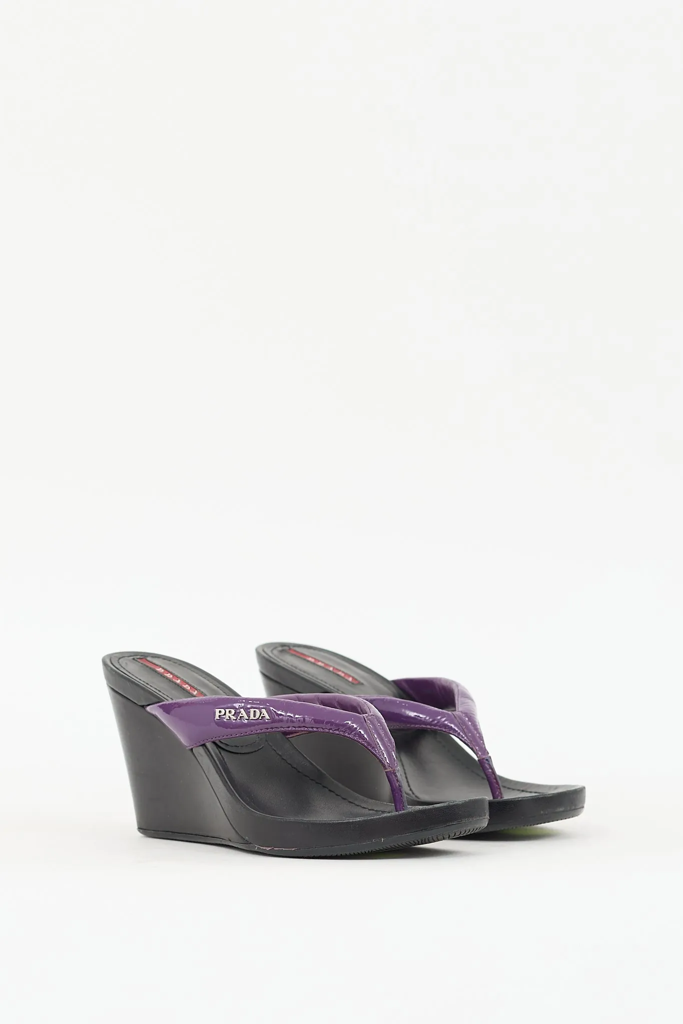 Sport Purple & Black Patent Wedge Sandal