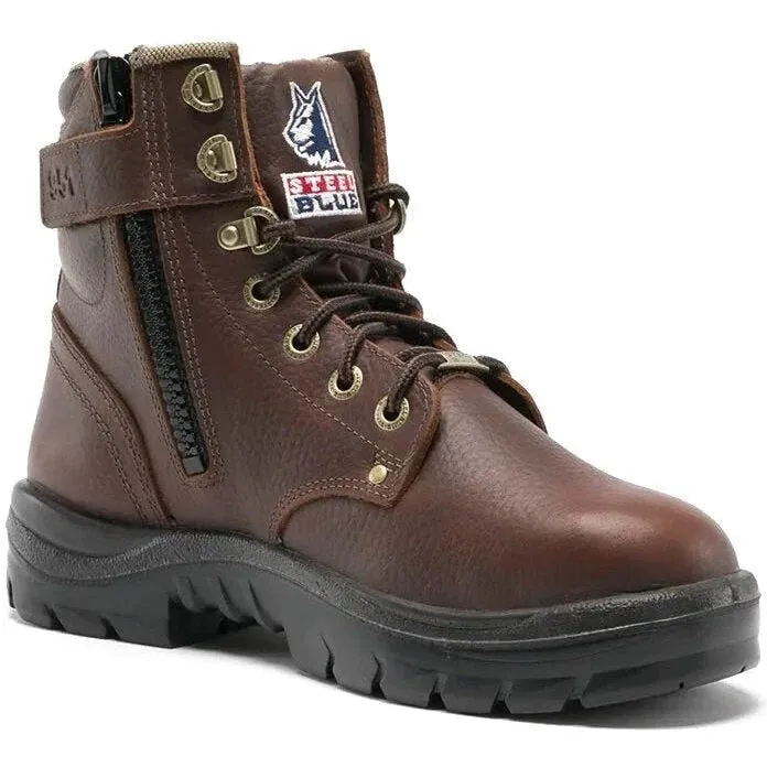 'Steel Blue' Men's 6" Argyle Side Zip Soft Toe - Oak (Wide)