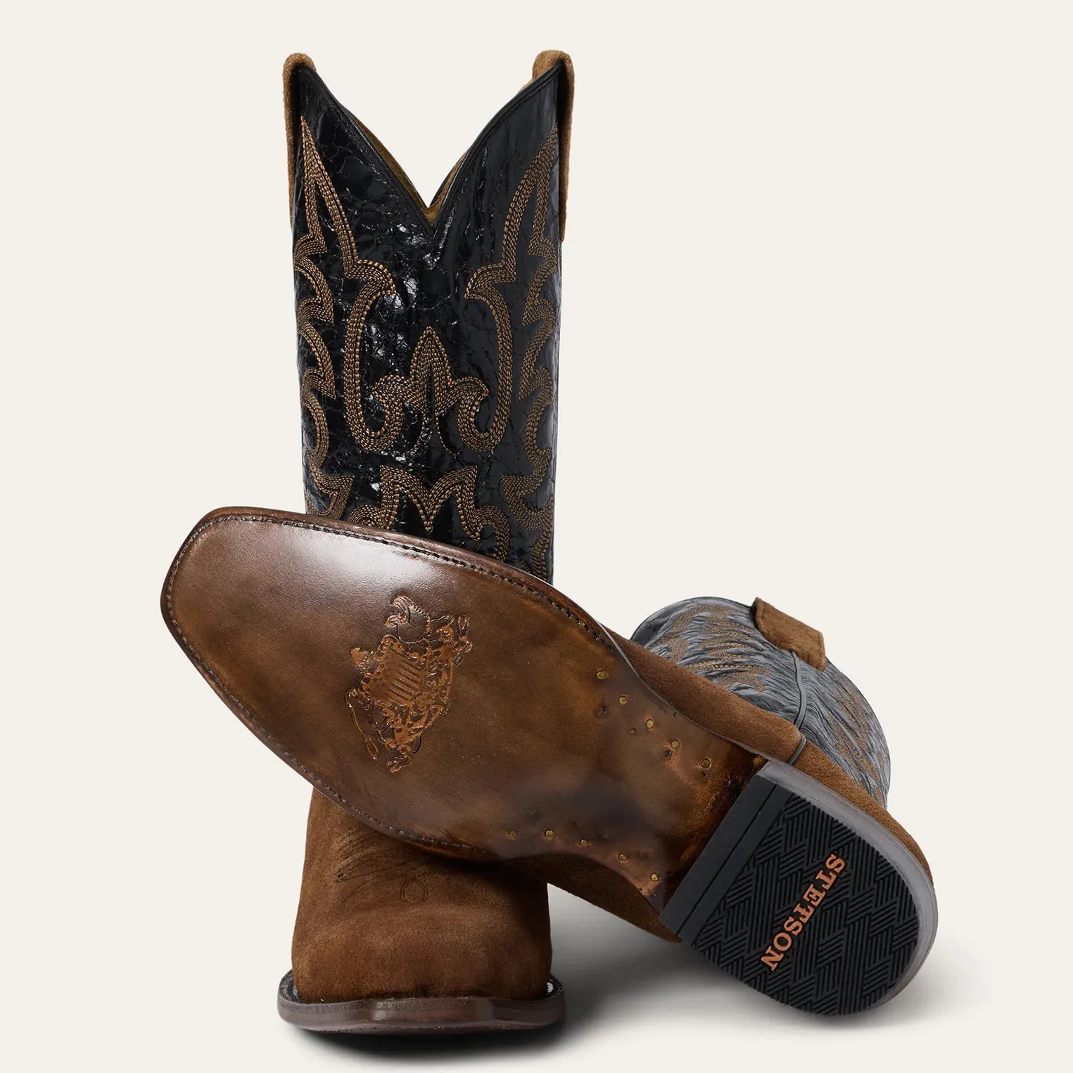 Stetson Brown Men's Badland Suede Square Toe 4062