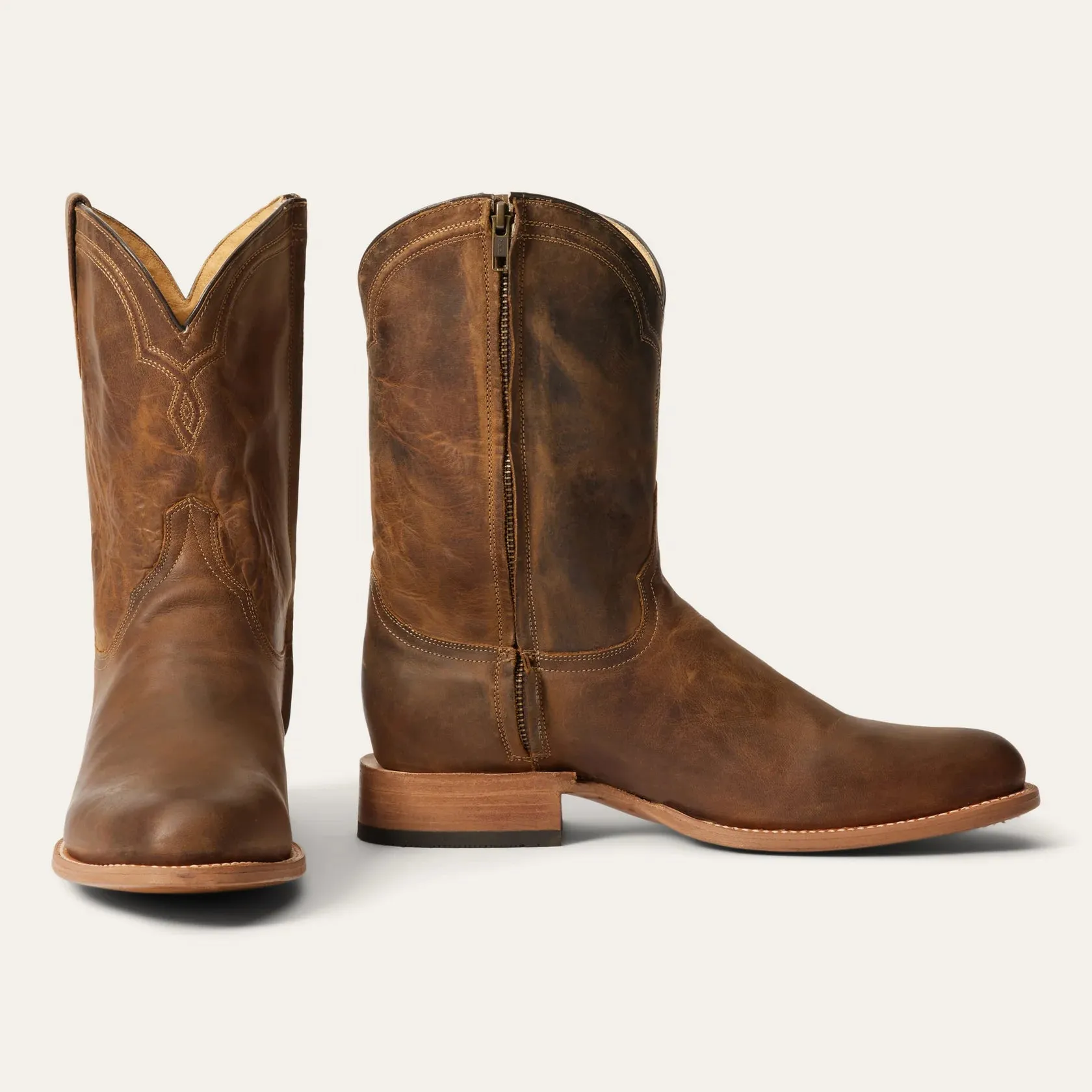 Stetson Brown Men's Rancher Zip Roper Goat Round Toe 3842