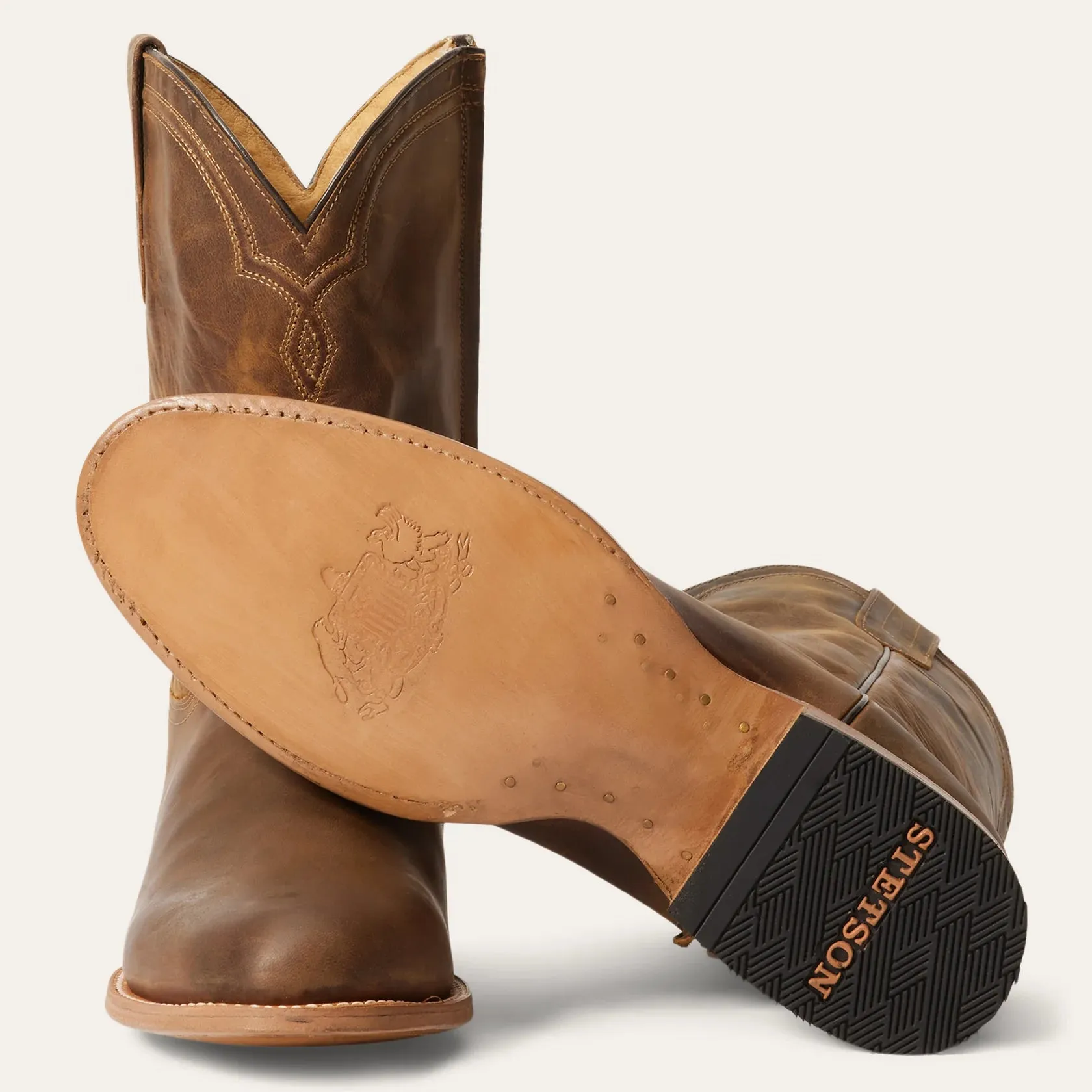 Stetson Brown Men's Rancher Zip Roper Goat Round Toe 3842