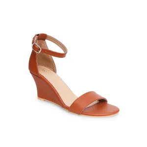 Tao Paris Gia 10011-04 Solid Tan Buckle Closure Wedges