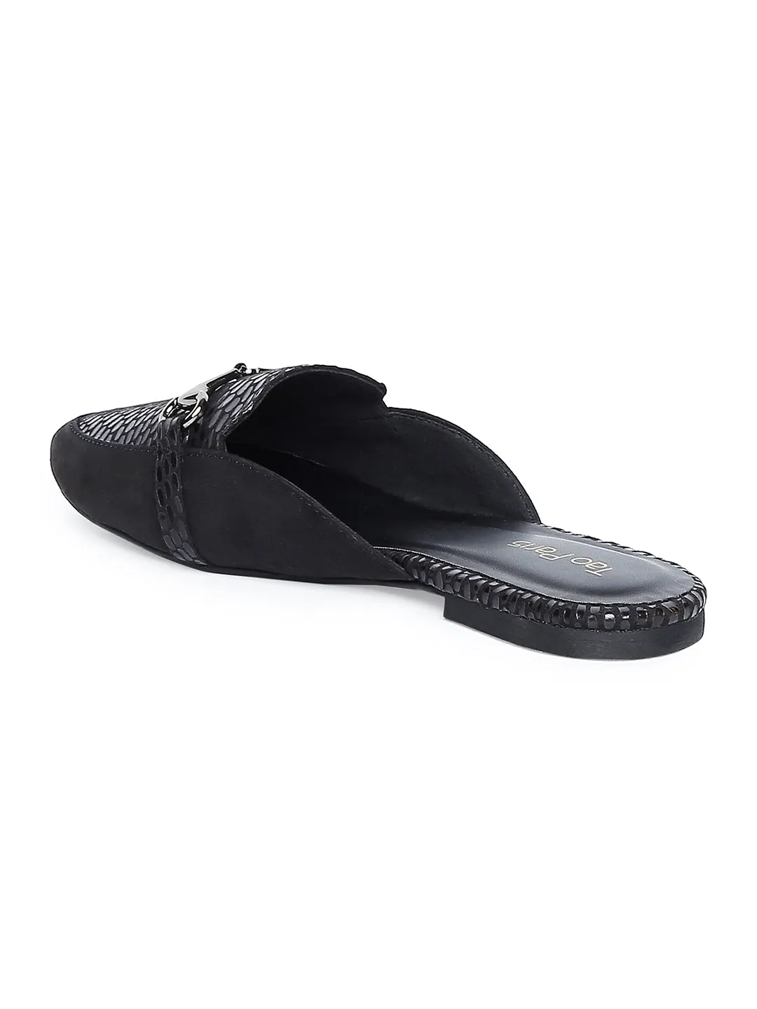 Tao Paris Lea 10021-01 Patterned Black Mules