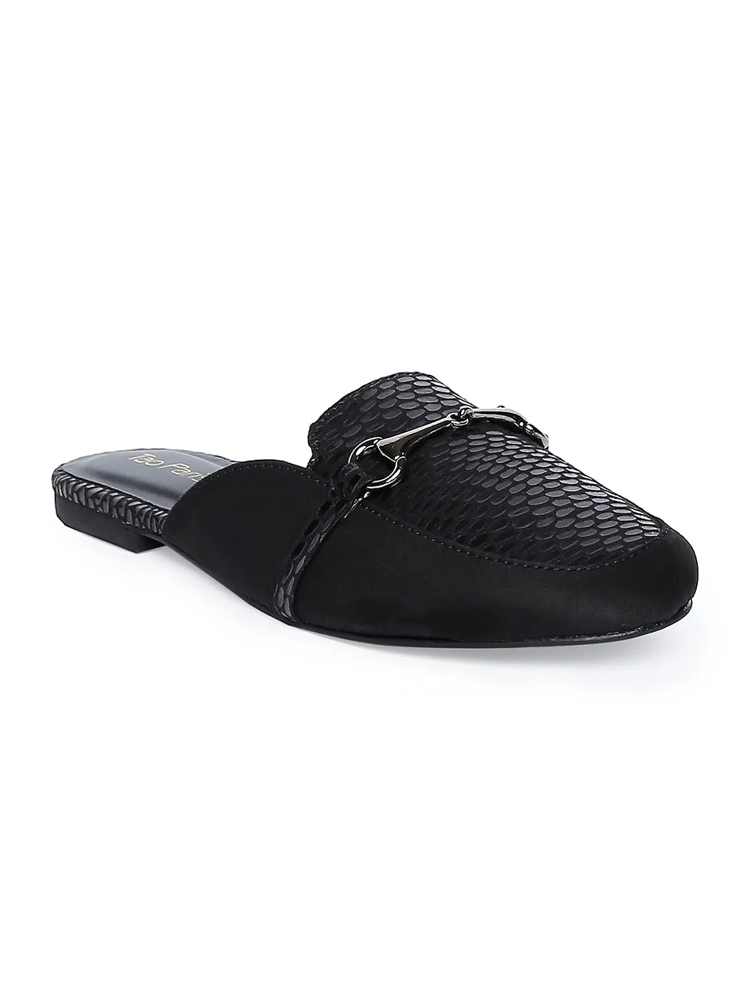 Tao Paris Lea 10021-01 Patterned Black Mules