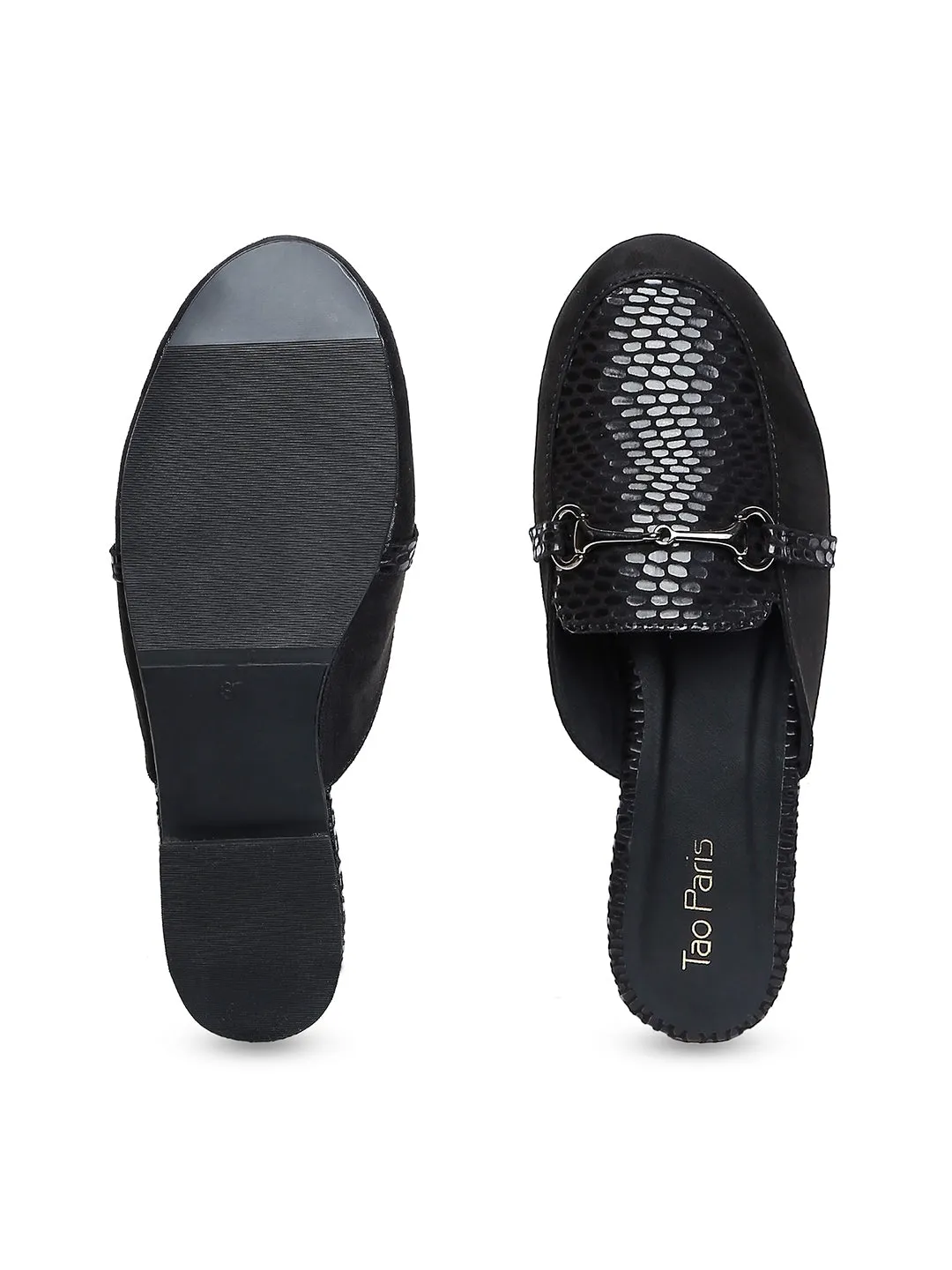 Tao Paris Lea 10021-01 Patterned Black Mules