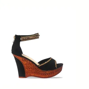 Taylor High Heel Ankle Strap Diamante Wedge