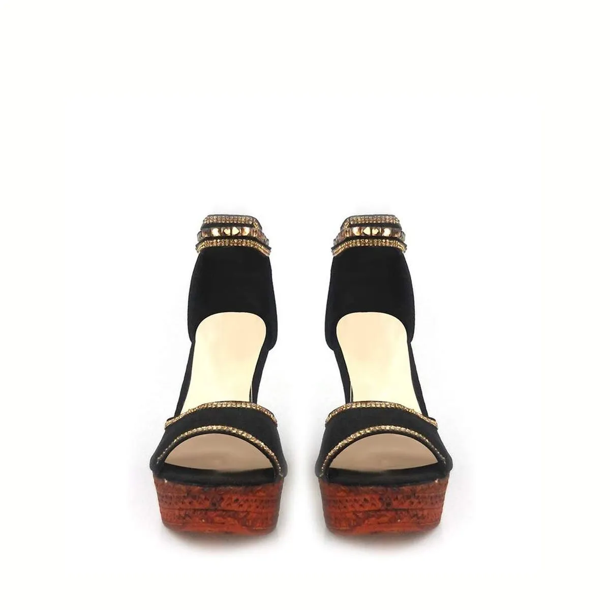 Taylor High Heel Ankle Strap Diamante Wedge