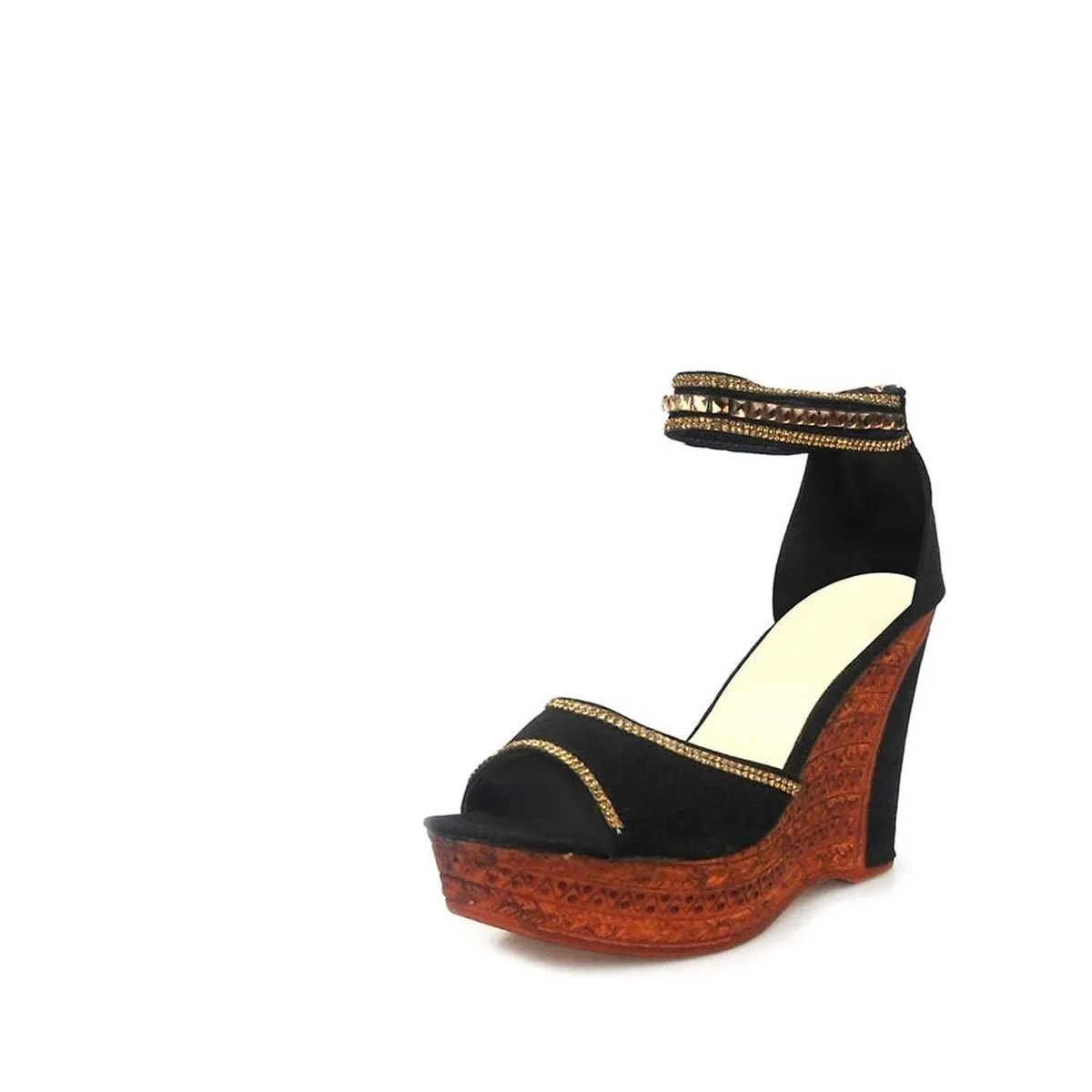 Taylor High Heel Ankle Strap Diamante Wedge