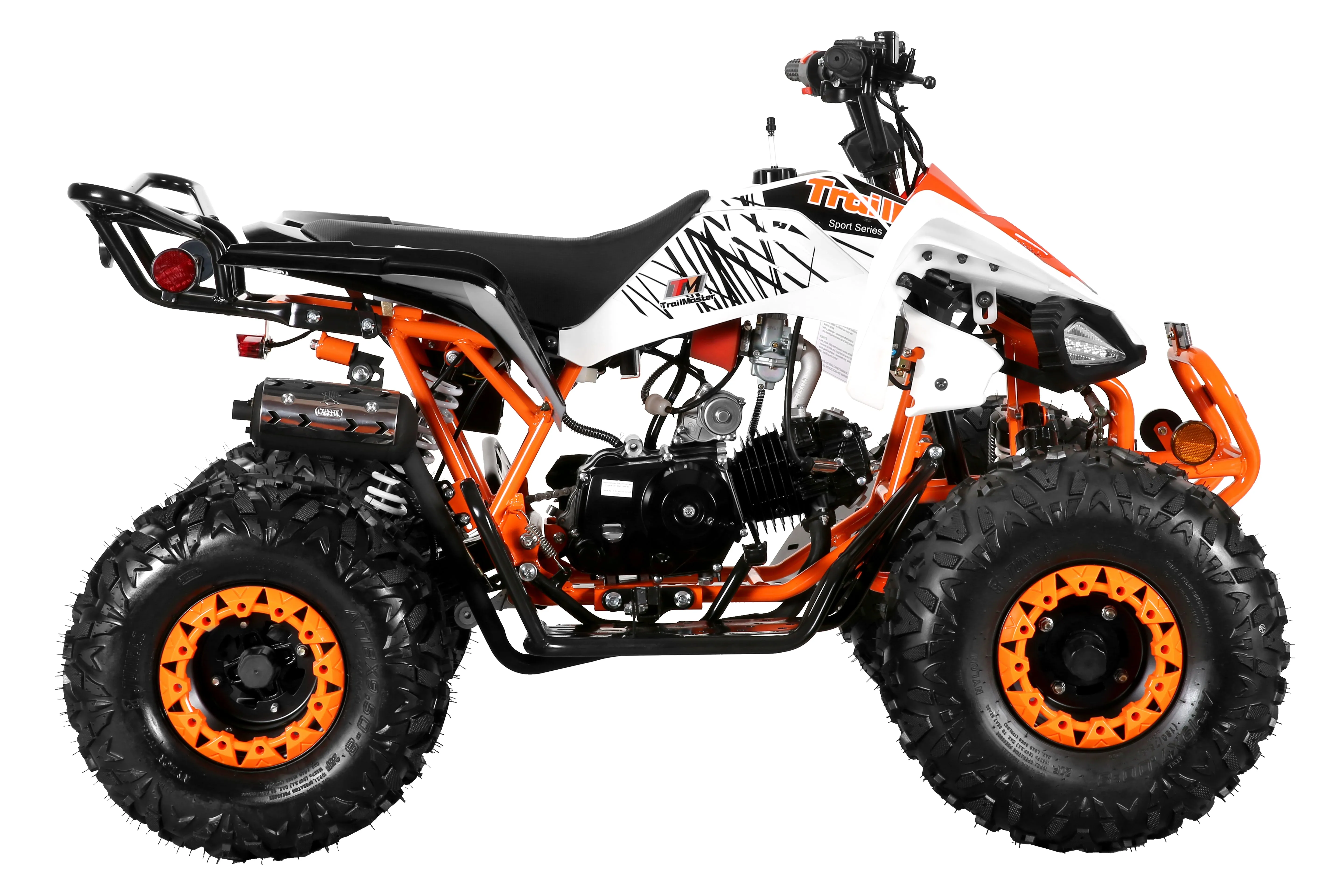 Trailmaster K125, 8" Wheel ,Youth Sports style ATV, Automatic Trans, Reverse,  Color Matched suspension, Front and Rear Brakes, Throttle Control