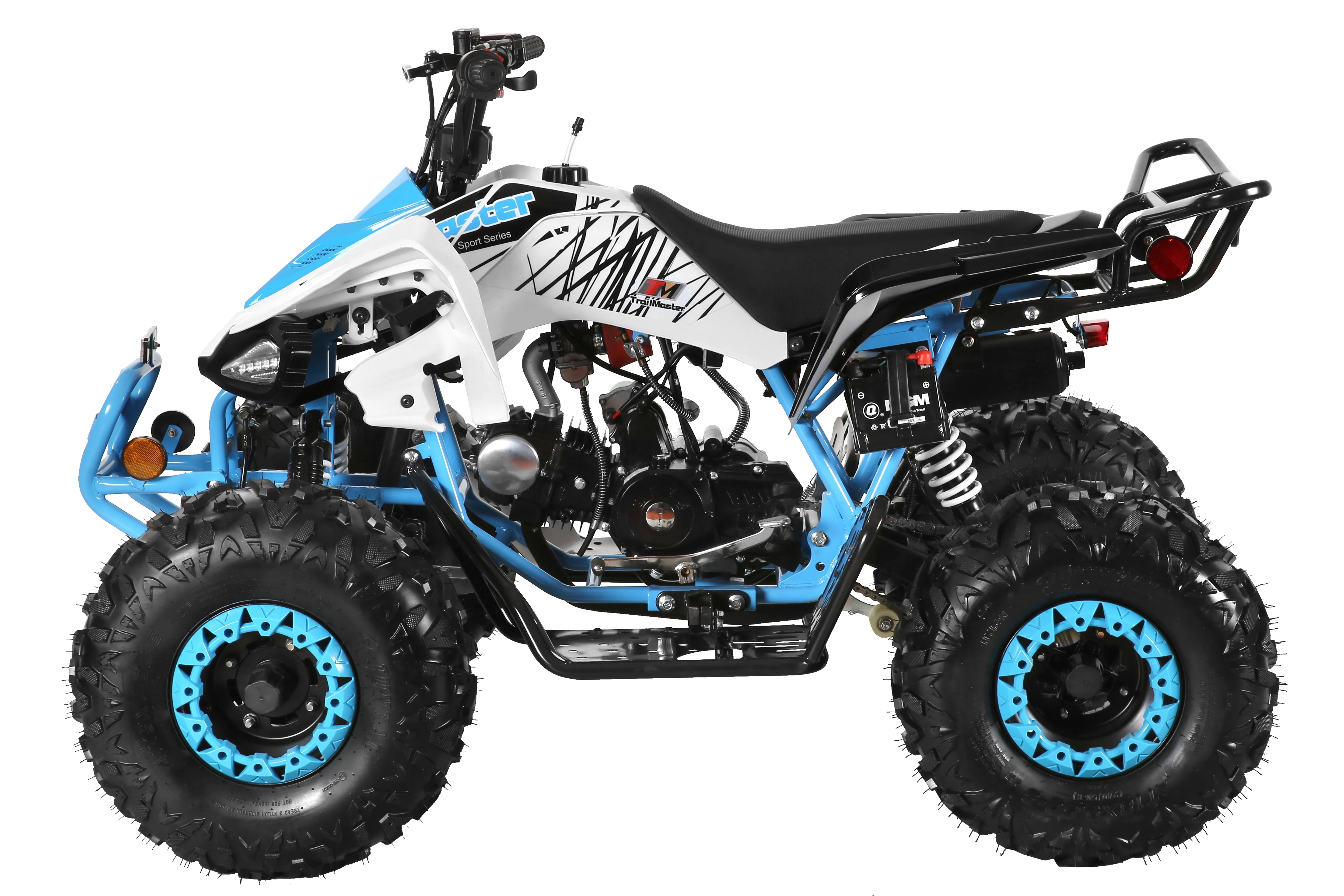 Trailmaster K125, 8" Wheel ,Youth Sports style ATV, Automatic Trans, Reverse,  Color Matched suspension, Front and Rear Brakes, Throttle Control