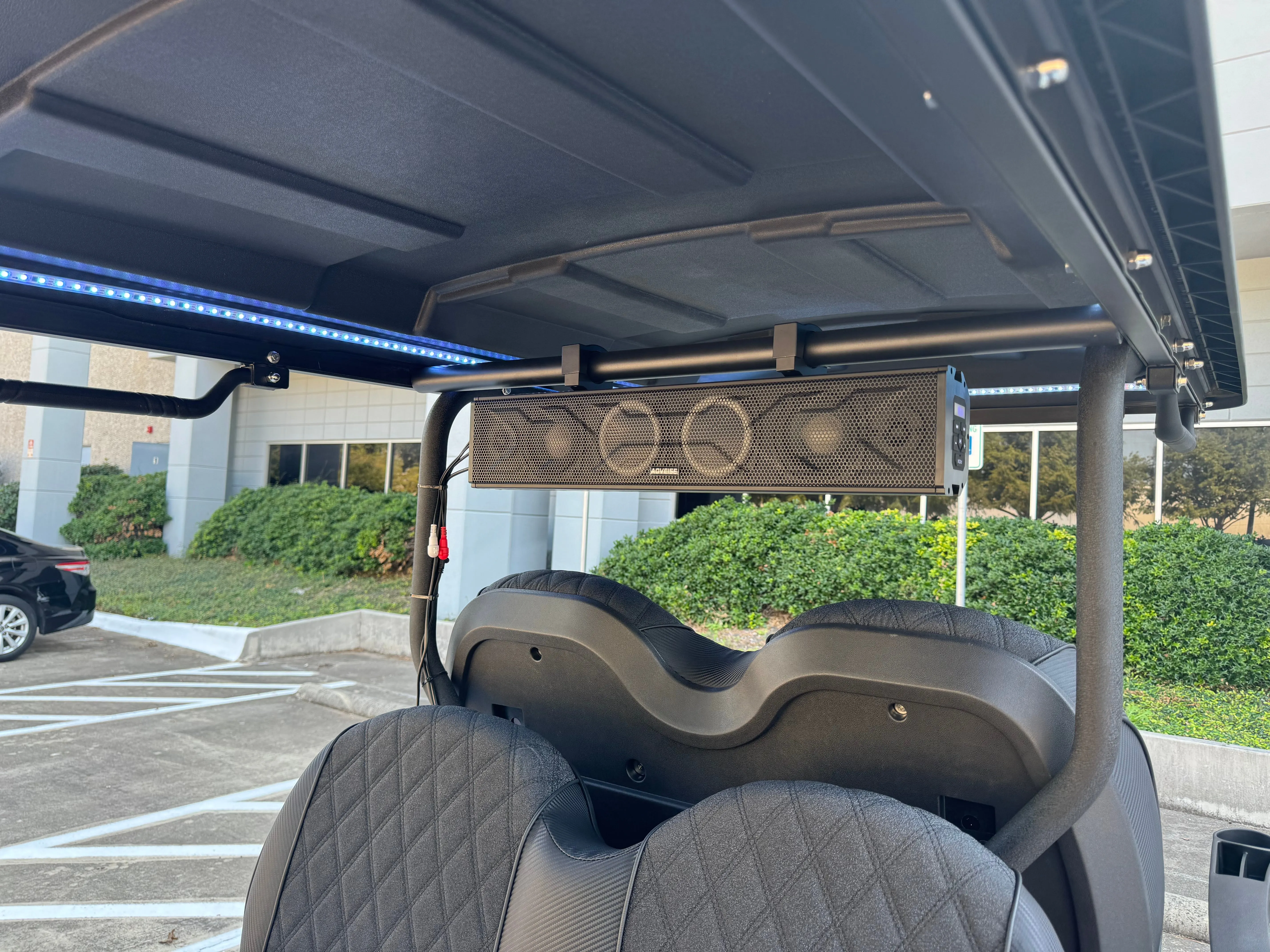 Trailmaster TBM X4, 48V Electric Golf Cart, Four Passenger, Electromagnetic Braking, Custom Rims, Lifted, Ground Effects LED lights, 10.5 LED Display, 48 Mile range, High/Low Trans