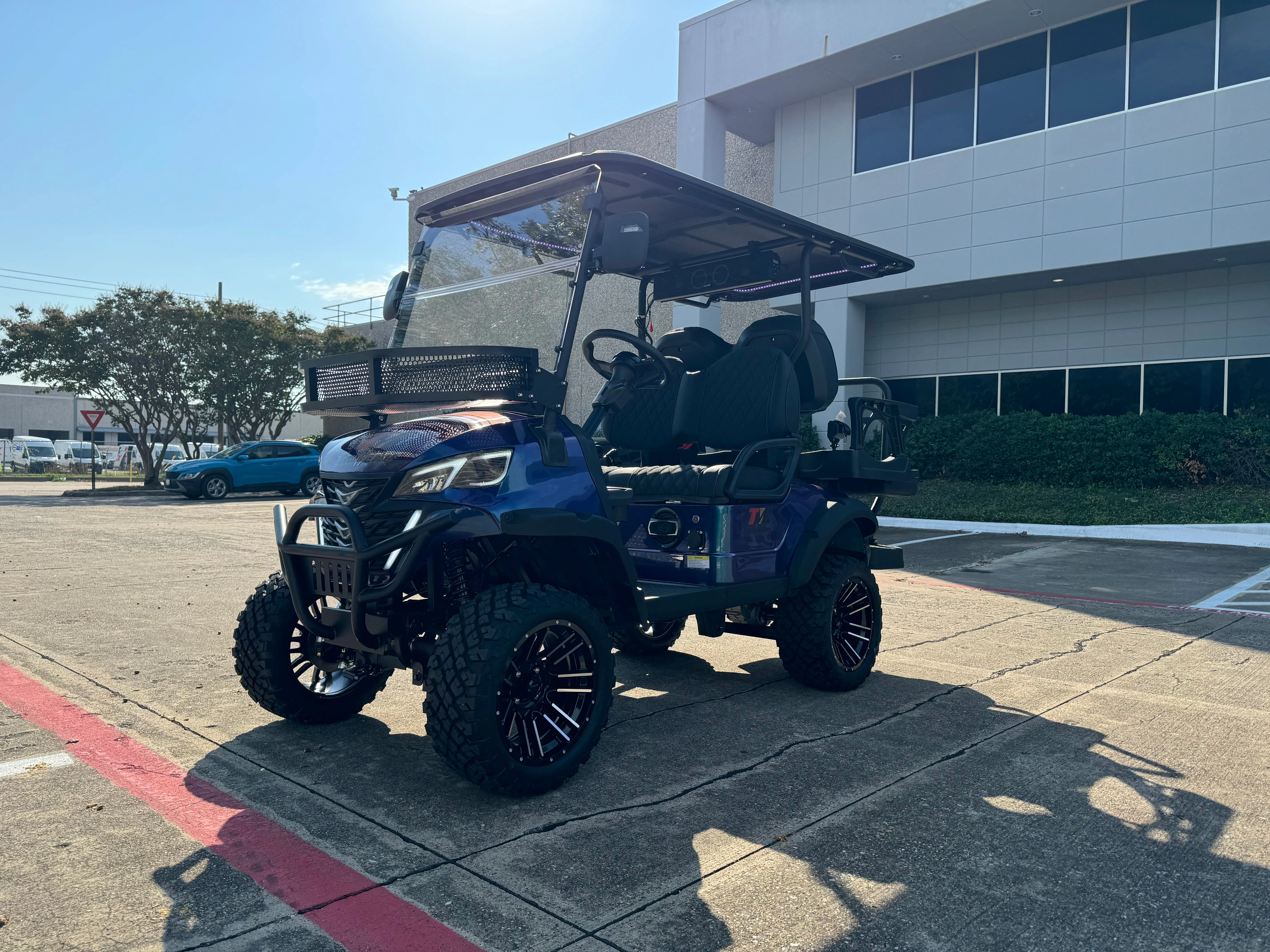 Trailmaster TBM X4, 48V Electric Golf Cart, Four Passenger, Electromagnetic Braking, Custom Rims, Lifted, Ground Effects LED lights, 10.5 LED Display, 48 Mile range, High/Low Trans