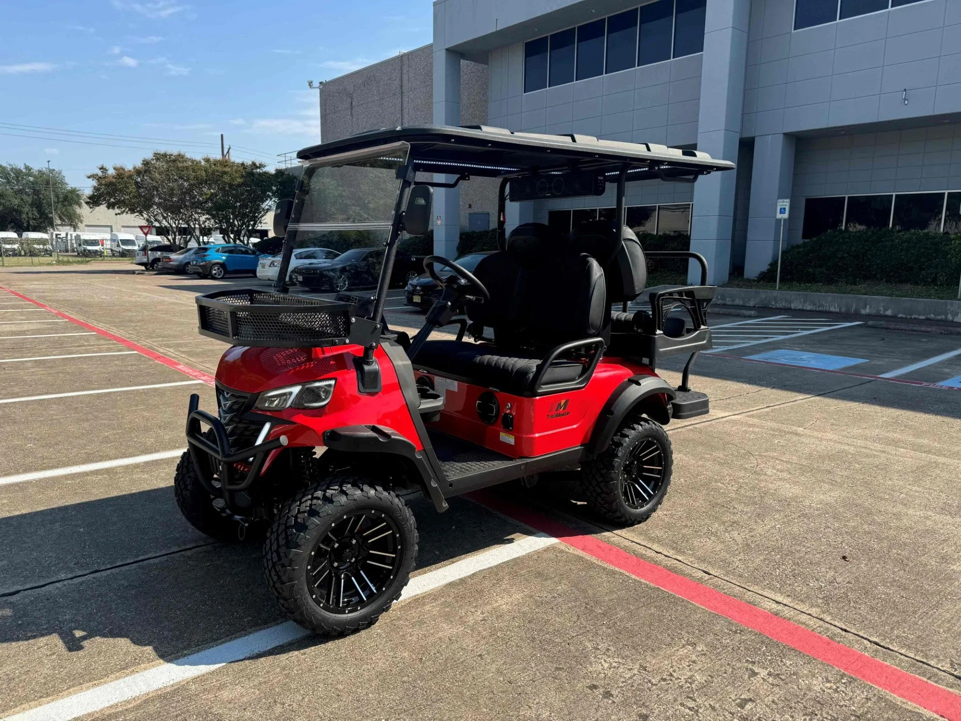 Trailmaster TBM X4, 48V Electric Golf Cart, Four Passenger, Electromagnetic Braking, Custom Rims, Lifted, Ground Effects LED lights, 10.5 LED Display, 48 Mile range, High/Low Trans