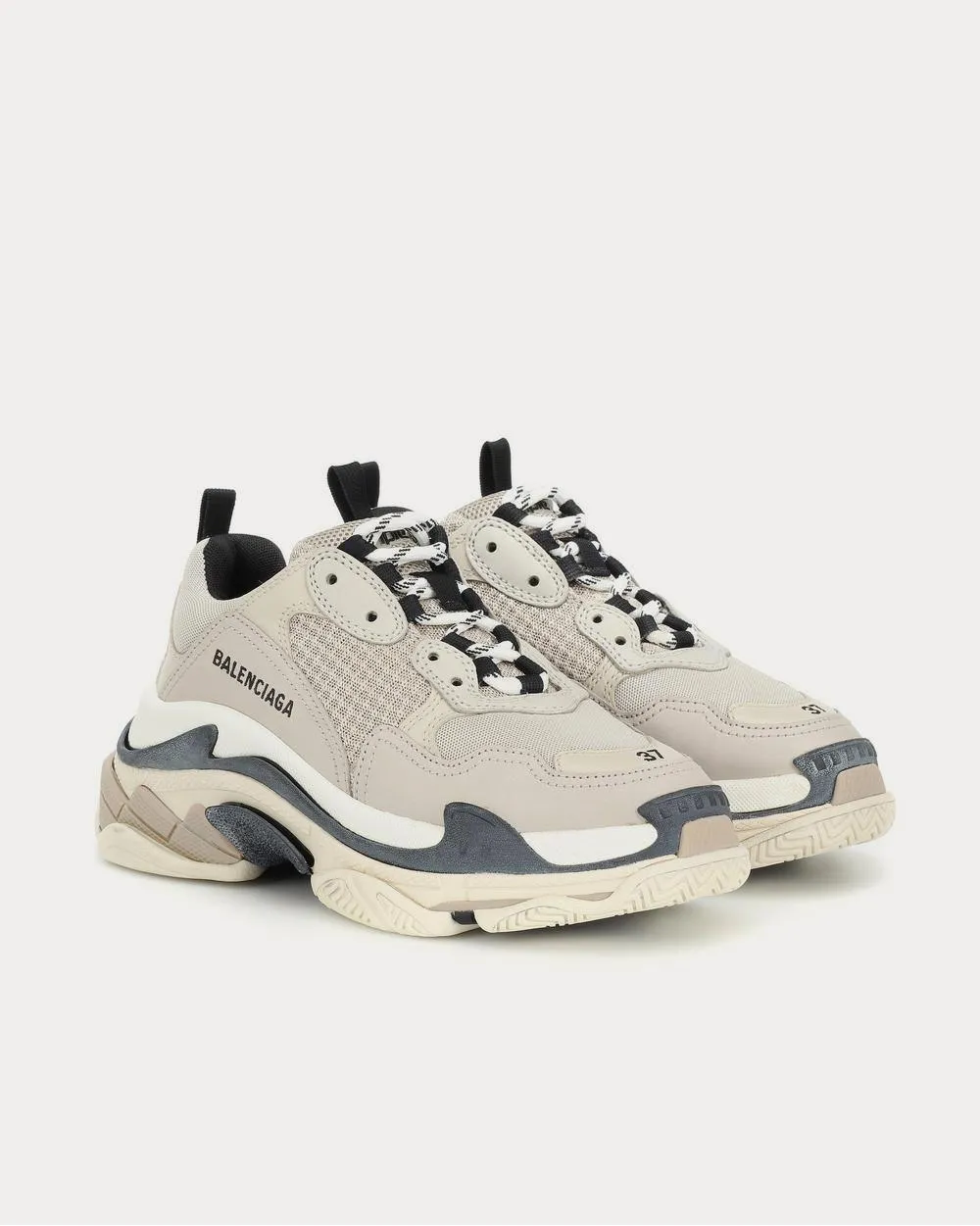 Triple S Beige Black Low Top Sneakers