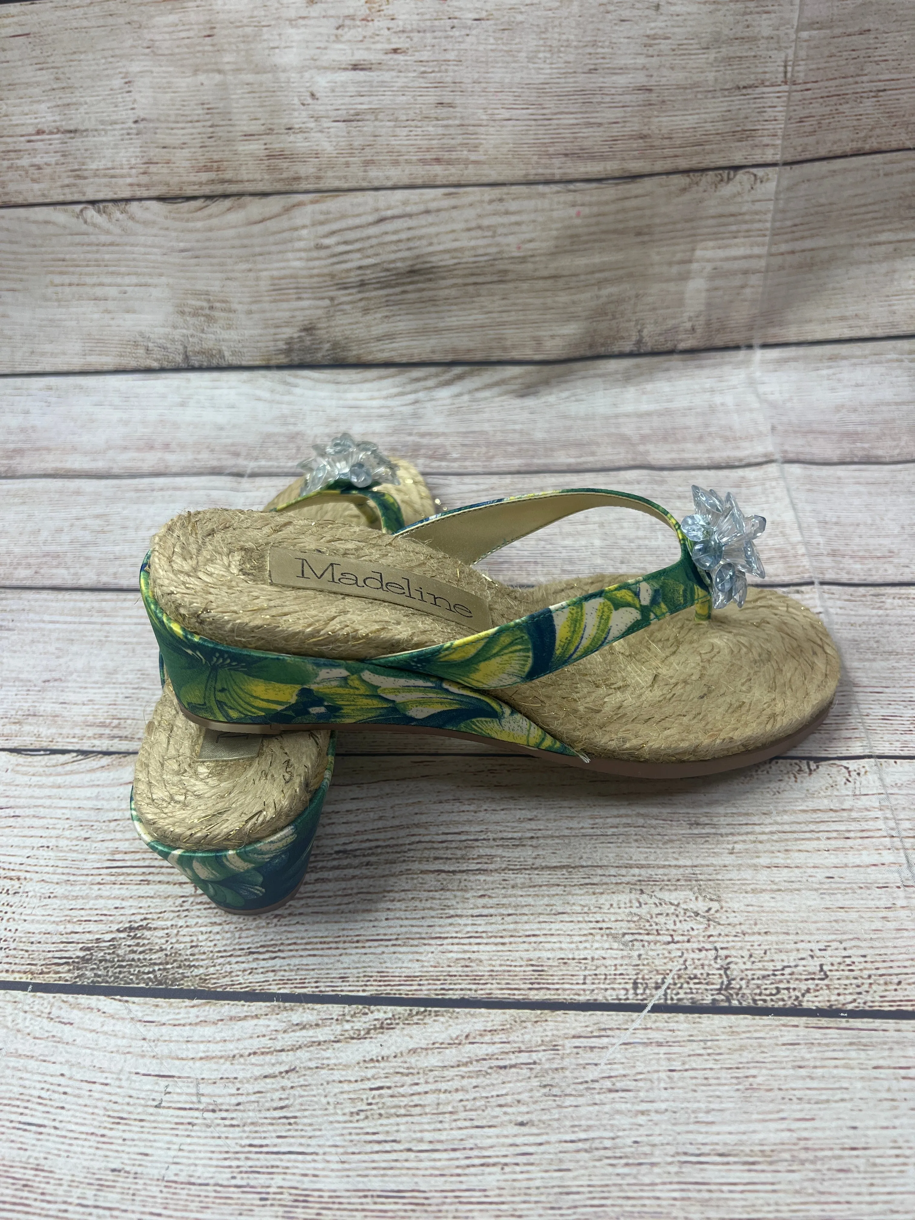 Tropical Print Sandals Heels Wedge Madeline, Size 6.5