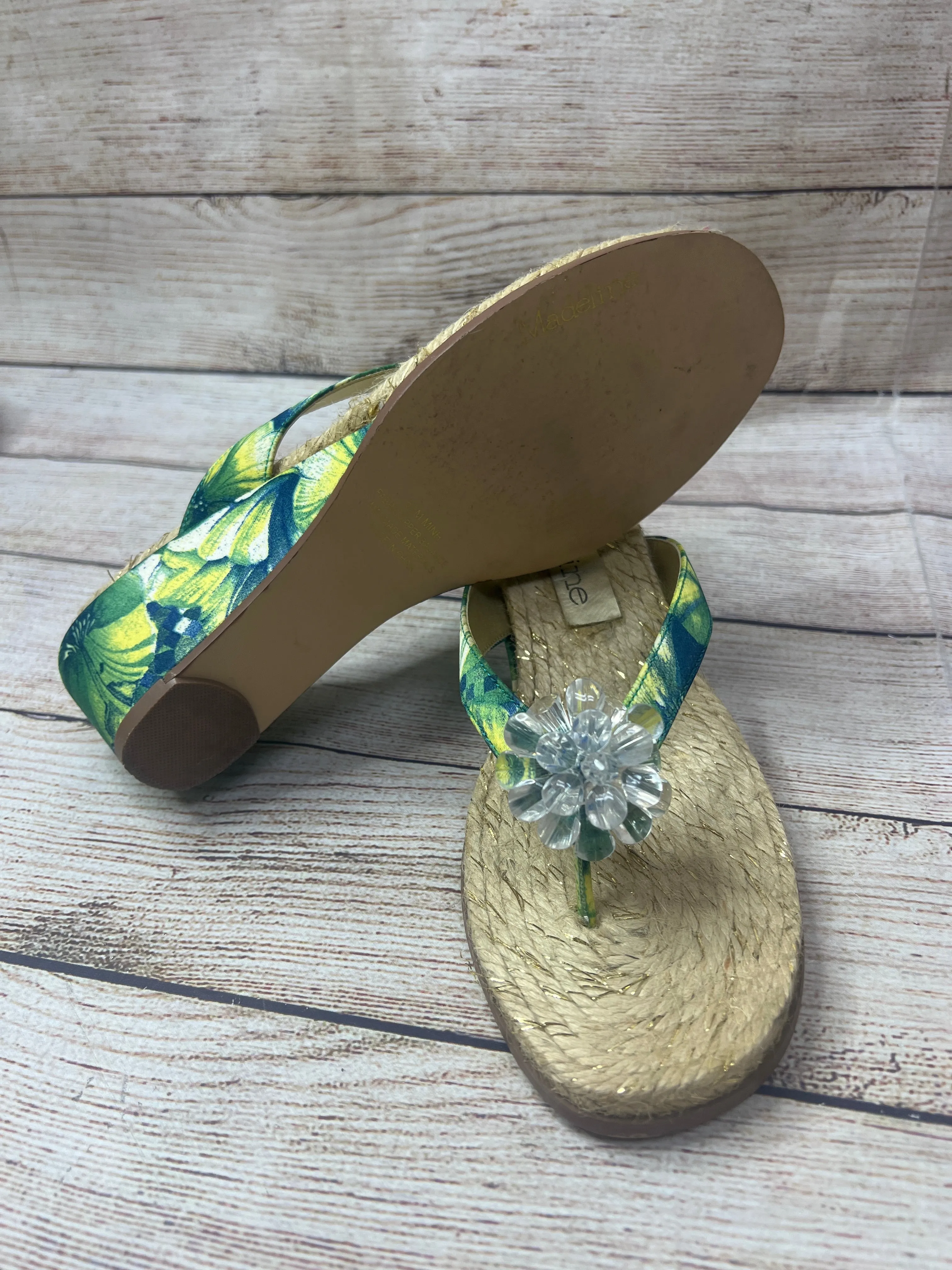 Tropical Print Sandals Heels Wedge Madeline, Size 6.5