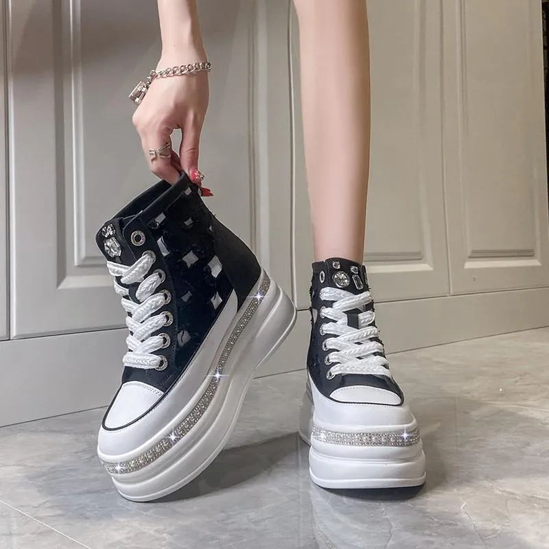 Walking Crystal Mid Heels Shoes