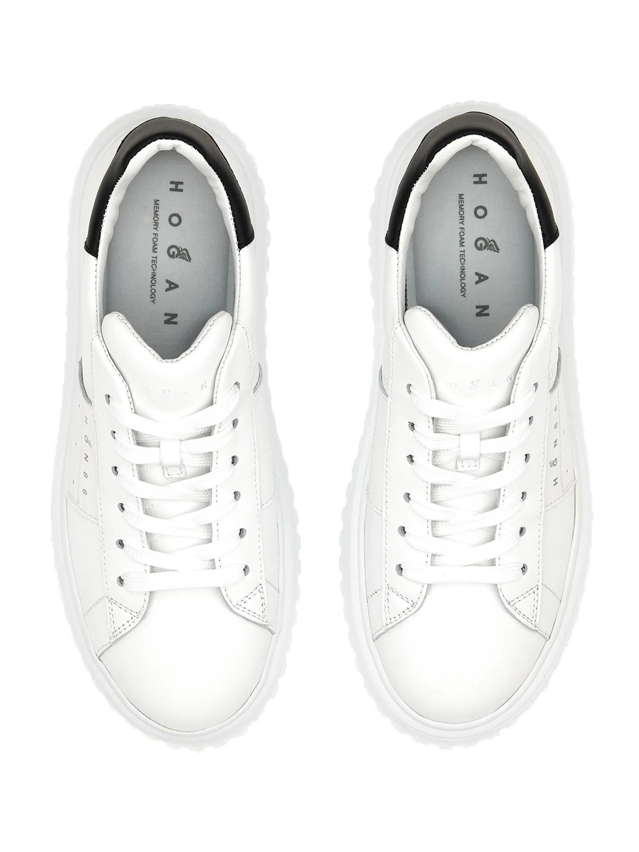 White and Black Calf Leather Sneakers