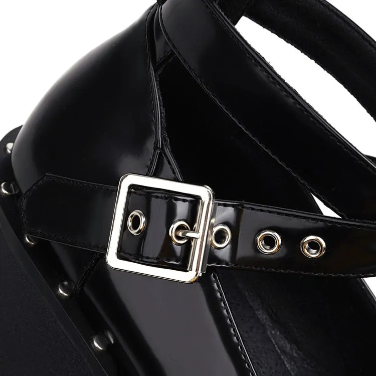 Women's Buckle Strap Platform Wedge Heels Shoes