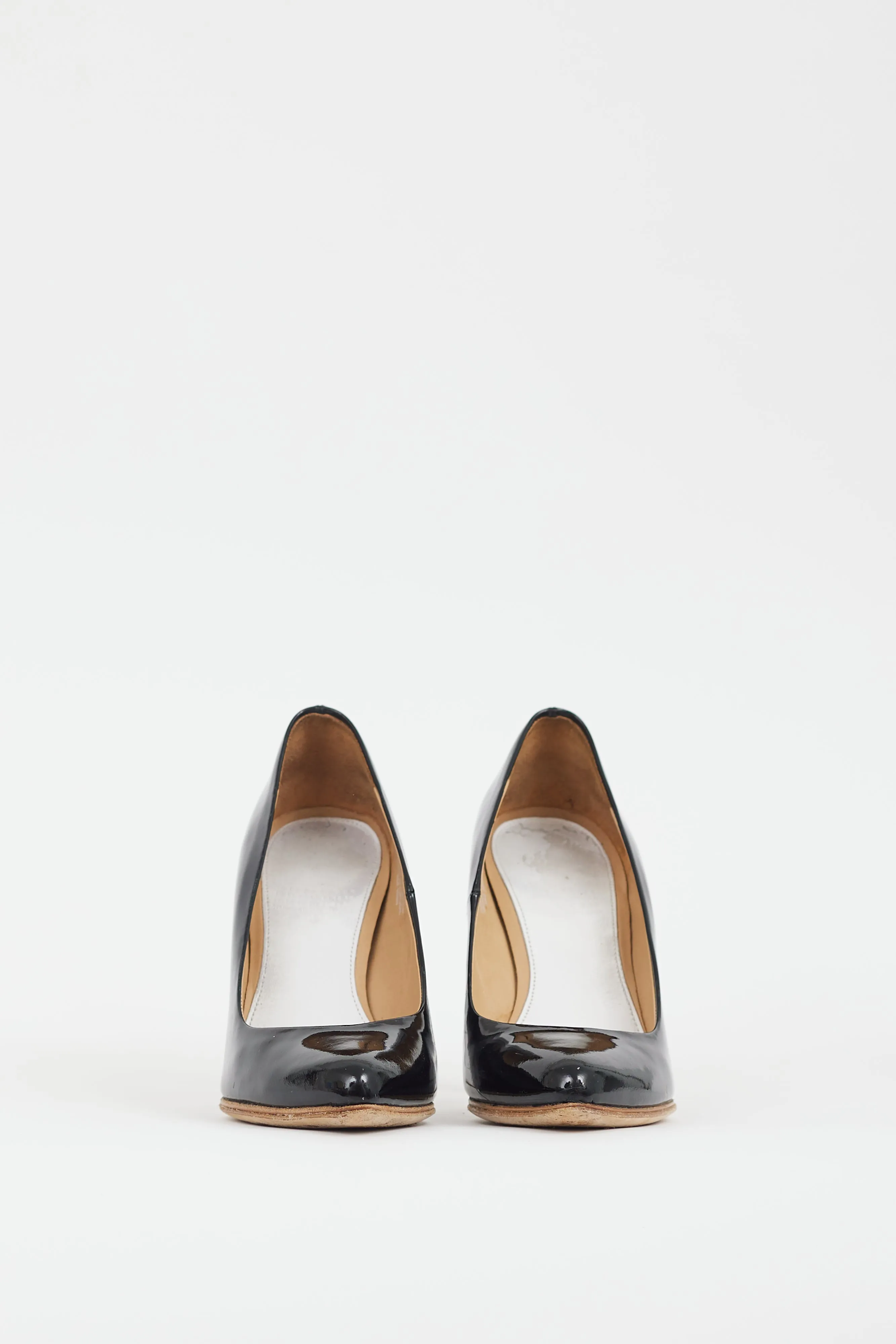 X H&M Black Patent Leather Lucite Wedge Heel