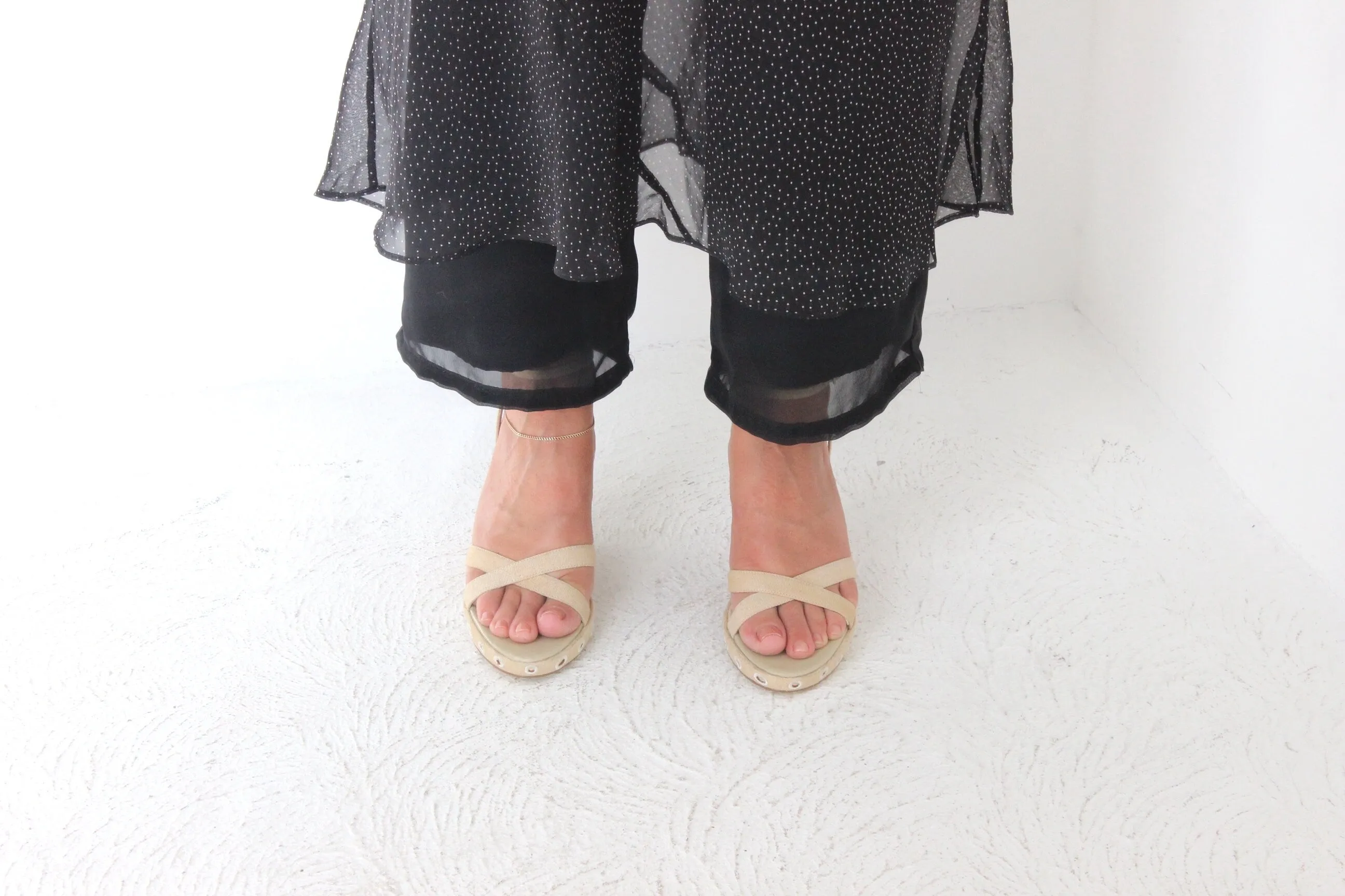 Y2K Mollini Canvas & Mirror Embellished Espadrille Wedges ~ Euro 39