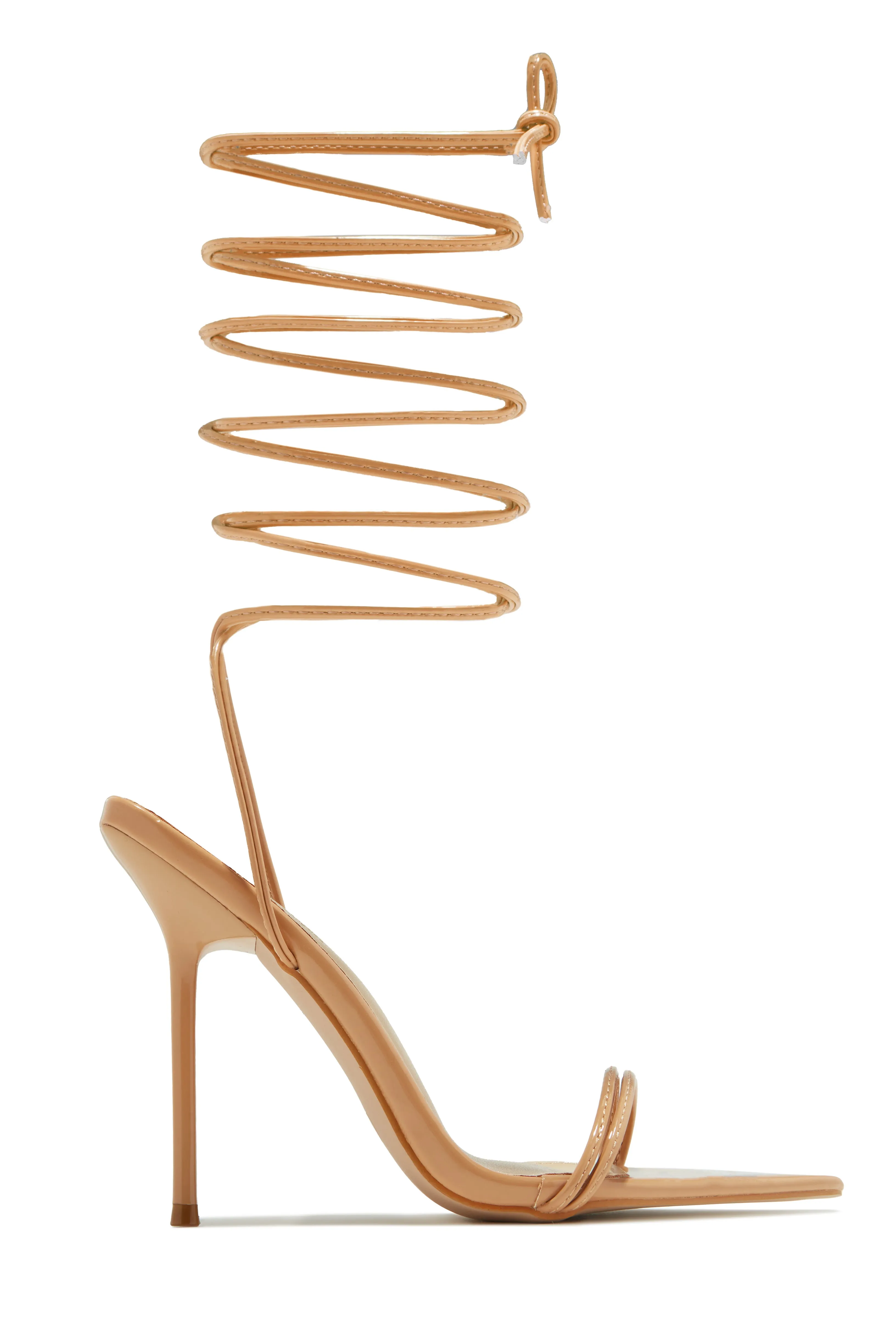 Zemira Lace Up High Heels - Nude
