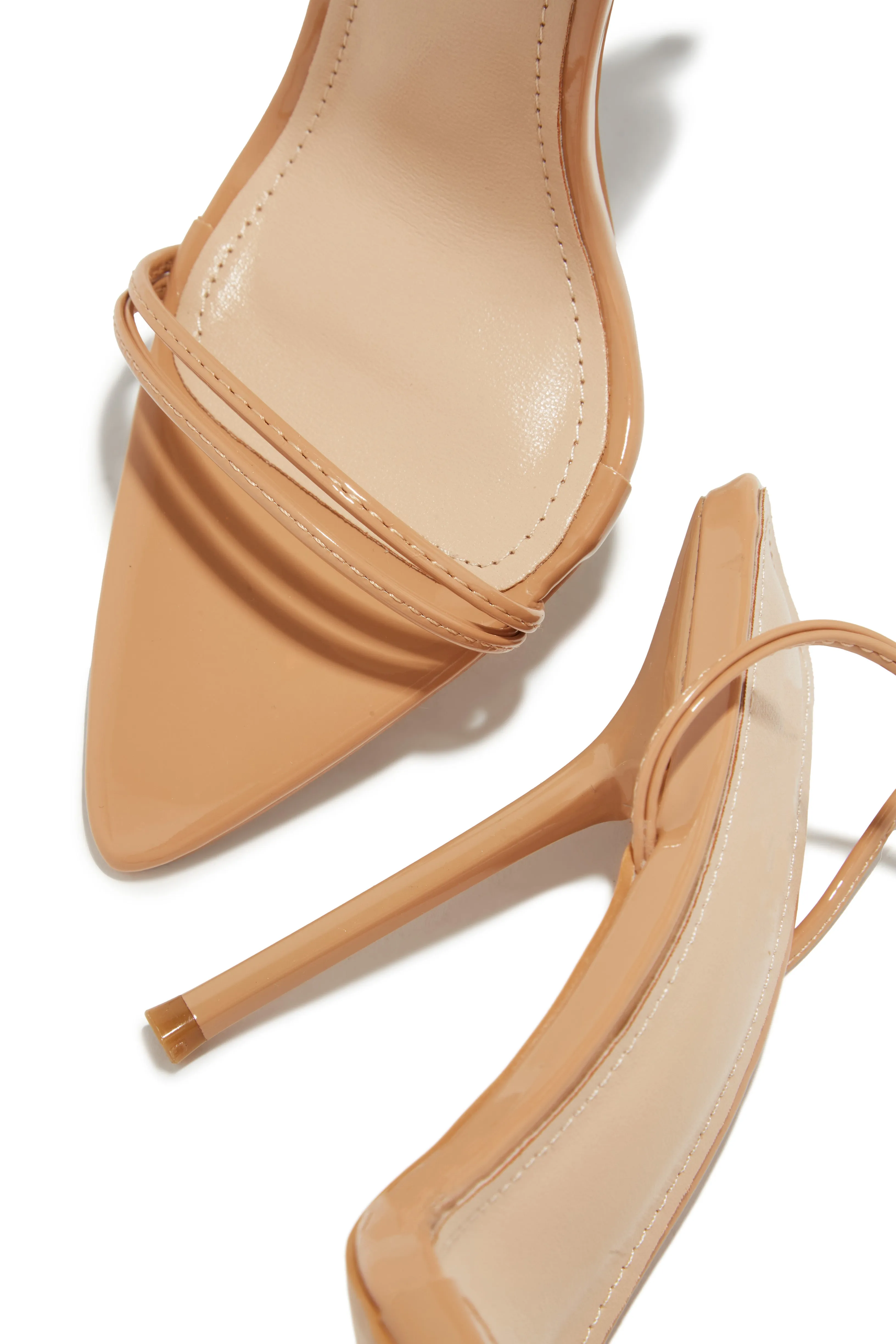Zemira Lace Up High Heels - Nude